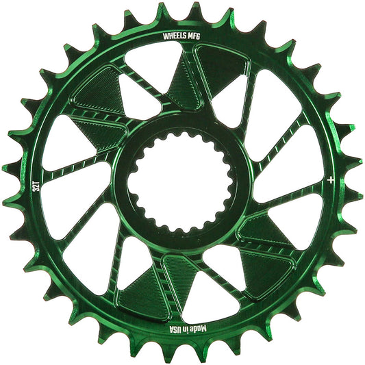Wheels Manufacturing Direct Mount Chainring - 32t Shimano Direct Mount 1.5mm Inboard Offset HG+ Chain Compatible Green
