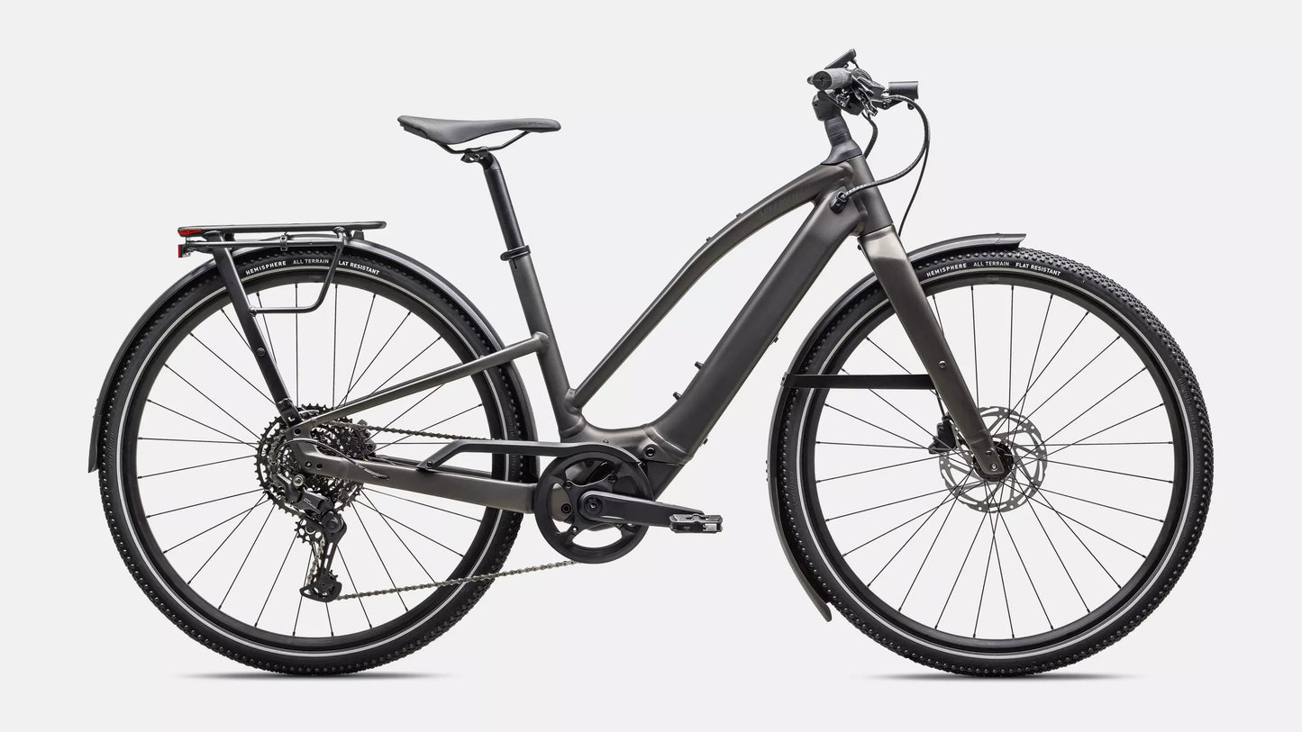 2026 Specialized Vado Sl 4.0 Step Through Eq 2 Bike Satin Gun Metal / Agave Grey Frost Reflective M