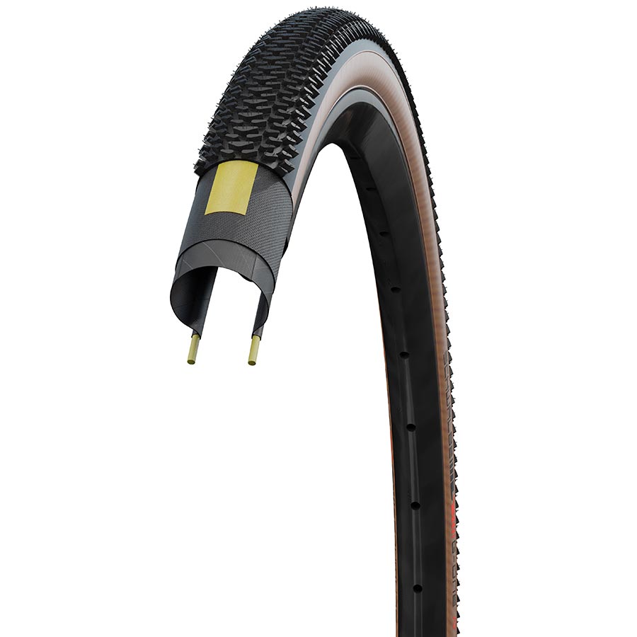 Schwalbe G-One R Pro Gravel Tire 28''x1.35 Folding Tubeless Ready Addix Race V-Guard 67TPI Transparent Sidewall