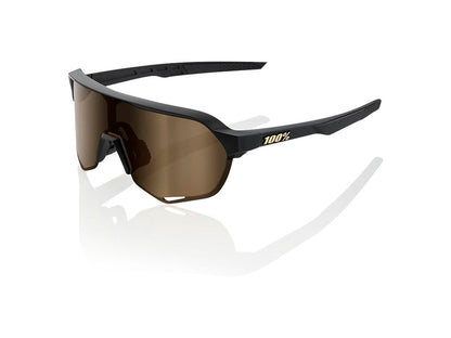 100% S2 Sunglasses Gold Frame Black Lens Eyewear