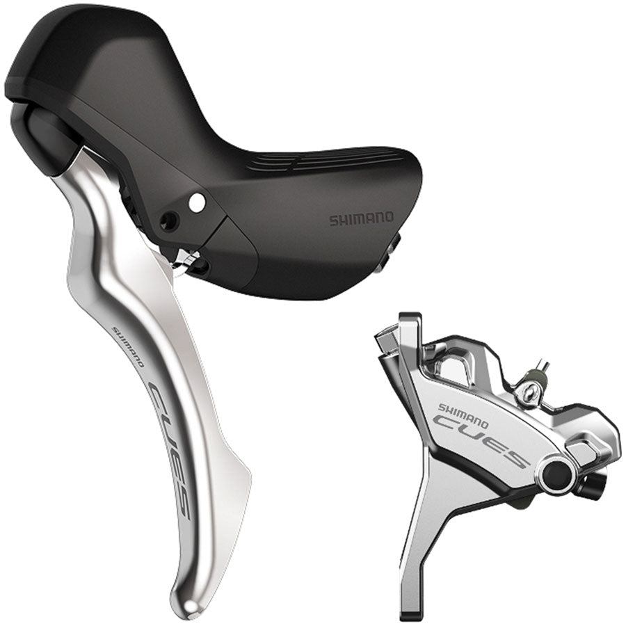 Shimano CUES BL-U6030L/BR-U6030F Disc Brake Lever - Front Hydraulic Flat Mount Resin Pads Silver