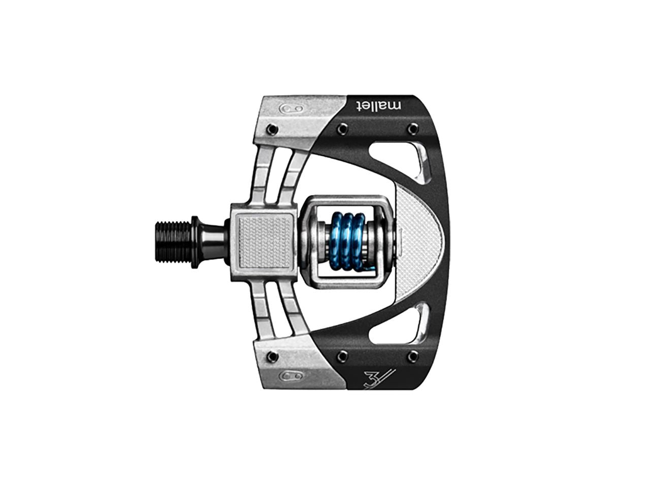 Crankbrothers Mallet 3 Pedals - Dual Sided Clipless Platform Aluminum 9/16" Raw /BLK/Blue
