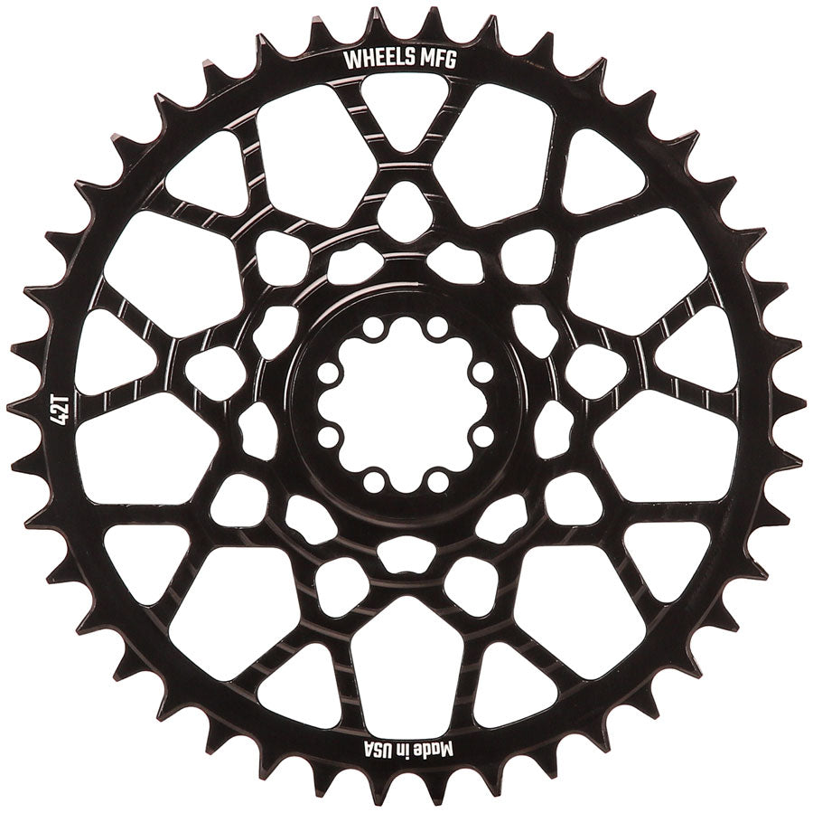 Wheels Manufacturing Gravel Direct Mount Chainring - 42t SRAM 8-Bolt Direct Mount 6.5mm Inboard Offset T-Type Chain Compatible BLK