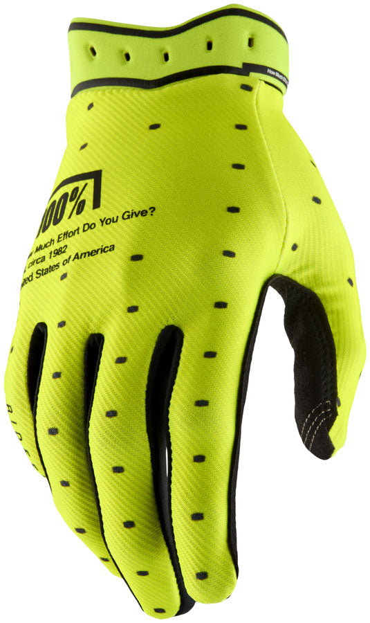 100% Ridefit Gloves - Fluo Yellow Large
