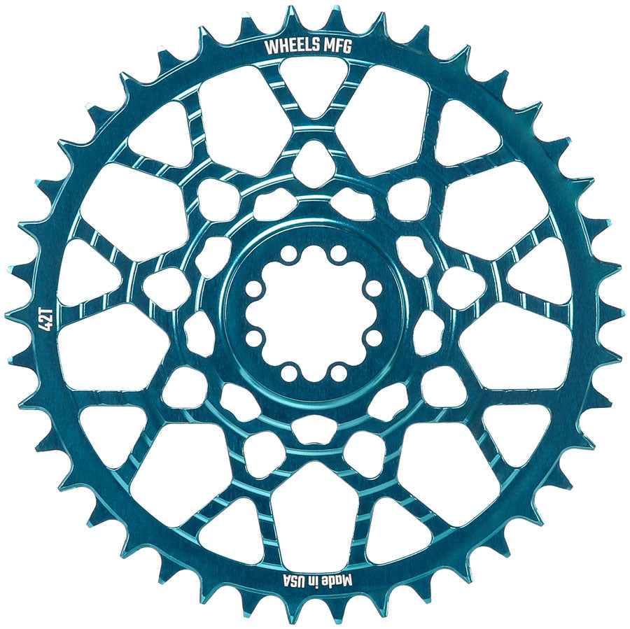 Wheels Manufacturing Gravel Direct Mount Chainring - 42t SRAM 8-Bolt Direct Mount 6.5mm Inboard Offset T-Type Chain Compatible Teal