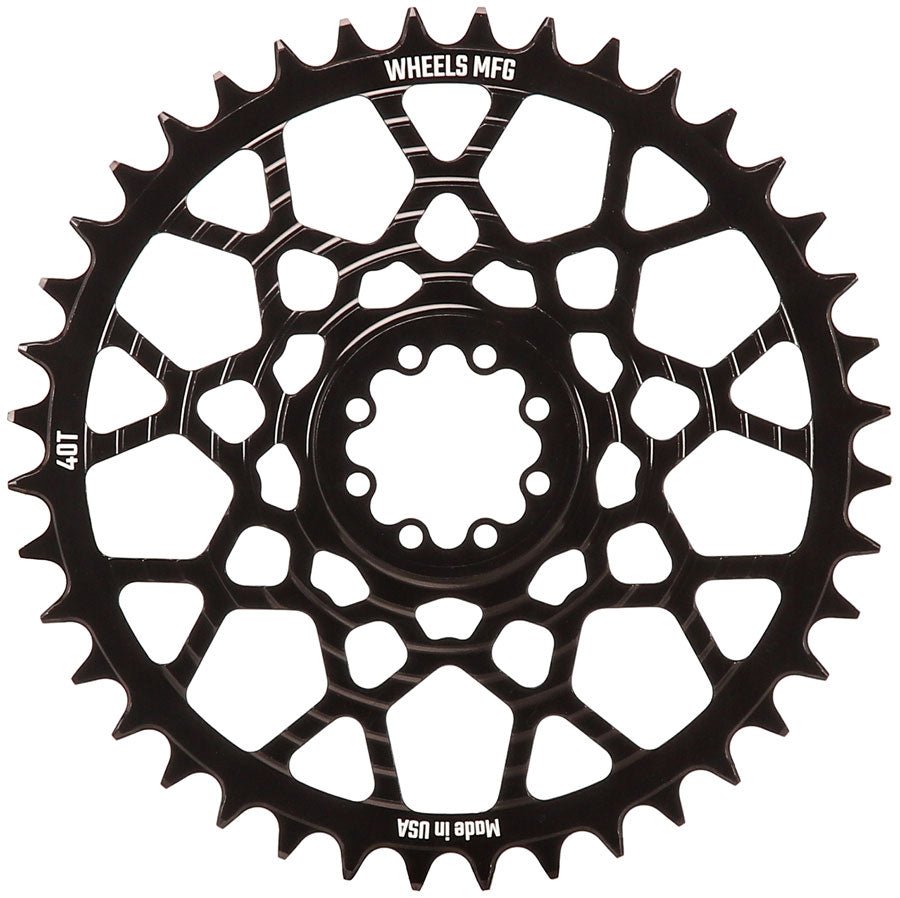 Wheels Manufacturing Gravel Direct Mount Chainring - 40t SRAM 8-Bolt Direct Mount 6.5mm Inboard Offset T-Type Chain Compatible BLK
