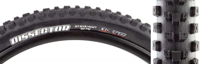 Maxxis Dissector Tire 27.5''x2.40 Folding Tubeless Ready Dual EXO Wide Trail 60TPI Black