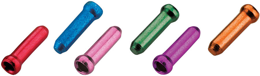 Jagwire 1.8mm Cable End Crimps Combo Bottle/500 Red Blue Pink Purple Orange Green
