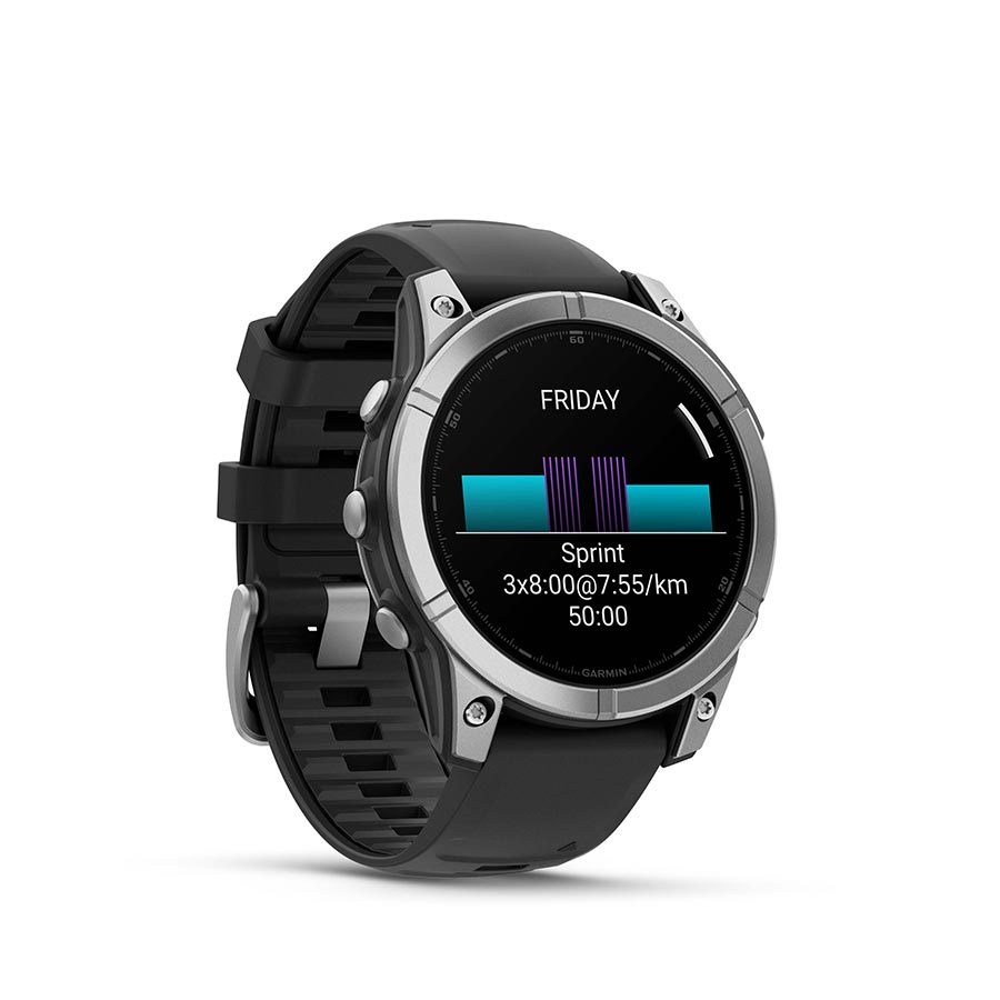Garmin fenix E Smartwatch - 47mm AMOLED Slate Gray Steel BLK Silicone Band