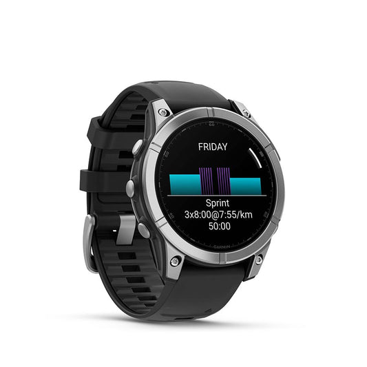 Garmin fenix E Smartwatch - 47mm AMOLED Slate Gray Steel BLK Silicone Band