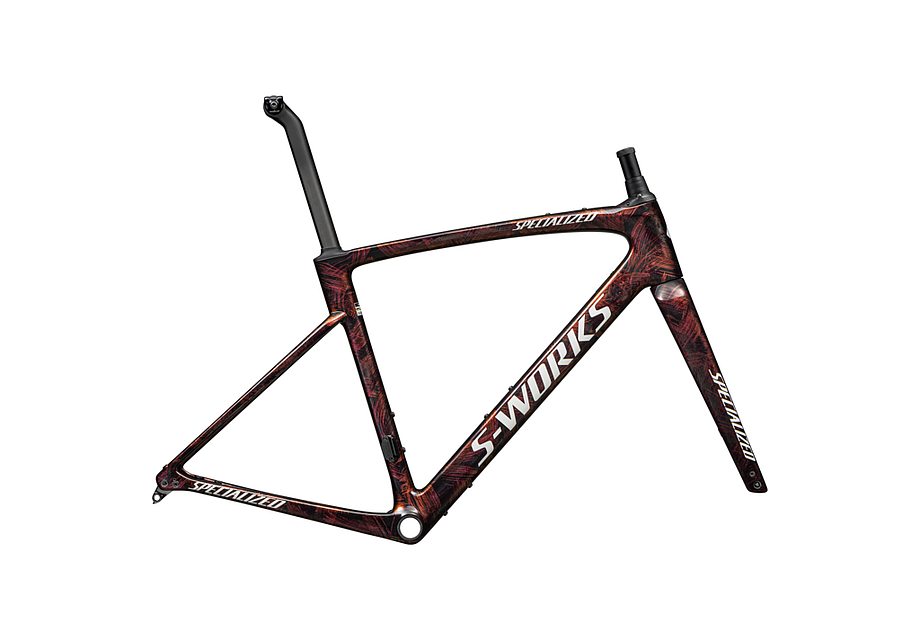 Specialized Roubaix S-Works Frmset Gloss Carbon / Red To Gold And Solidity Dry Brushed / Dune White 52
