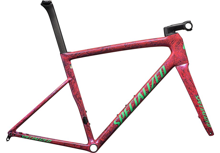 Specialized tarmac sl8 frmset gloss carbon / metallic vivid pink strata / electric green 61