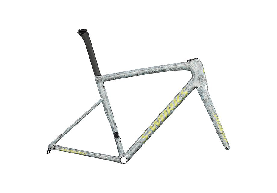Specialized Tarmac Sl8 S-Works Frmset Satin Liquid Silver / Multi-Color Dry Impasto / Gloss Team Yellow Tint 58