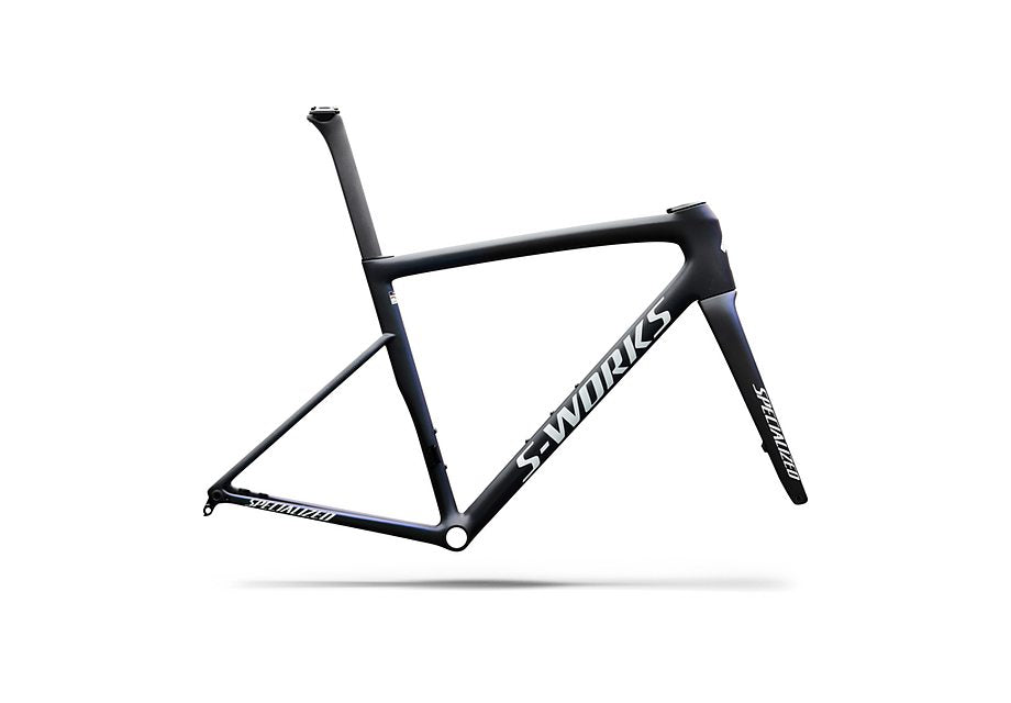 Specialized Tarmac Sl8 S-Works Frmset Satin Carbon / Cyan To Blue Viavi Pearl Front Edge Fade / Metallic White Silver 52