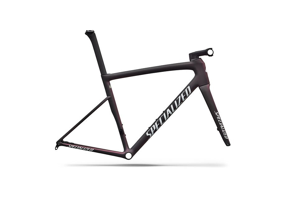 Specialized Tarmac Sl8 Frmset Satin Carbon / 100% Cqv Reflex Super Red Pearl Front Edge Fade / Metallic White Silver 44