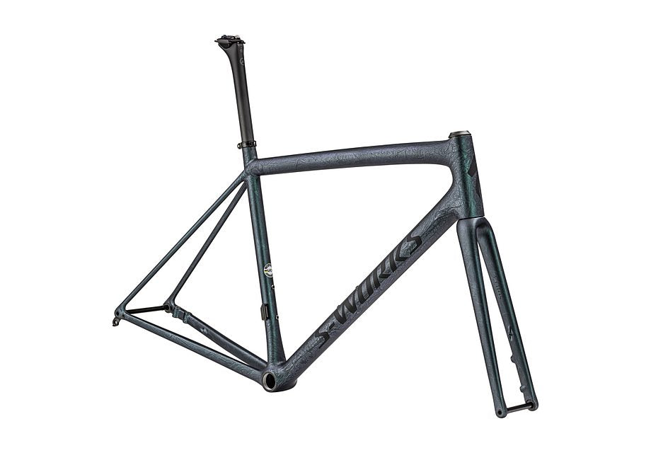 Specialized aethos S-Works frmset satin oil granite over metallic deep lake / white sage 49