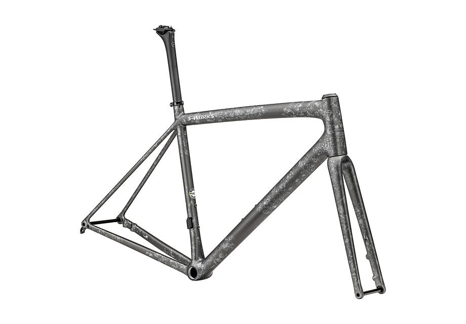 Specialized aethos S-Works frmset satin silver pearl - black pearl organic color run/ brushed liquid silver 52