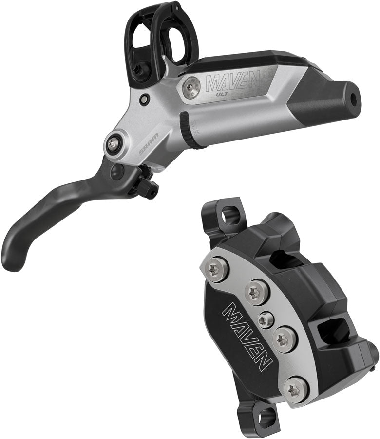 SRAM Maven Ultimate Stealth Disc Brake Lever - Front Post Mount 950mm Hose 4-Piston Carbon Lever Ti Hardware Silver/BLK B1