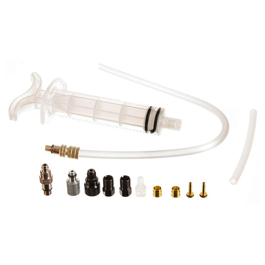Tektro Basic Bleed Kit - Includes Syringe Plastic Tubing Hose Retainer Compression Ferrules  Brass Inserts Inlet/Outlet Valve