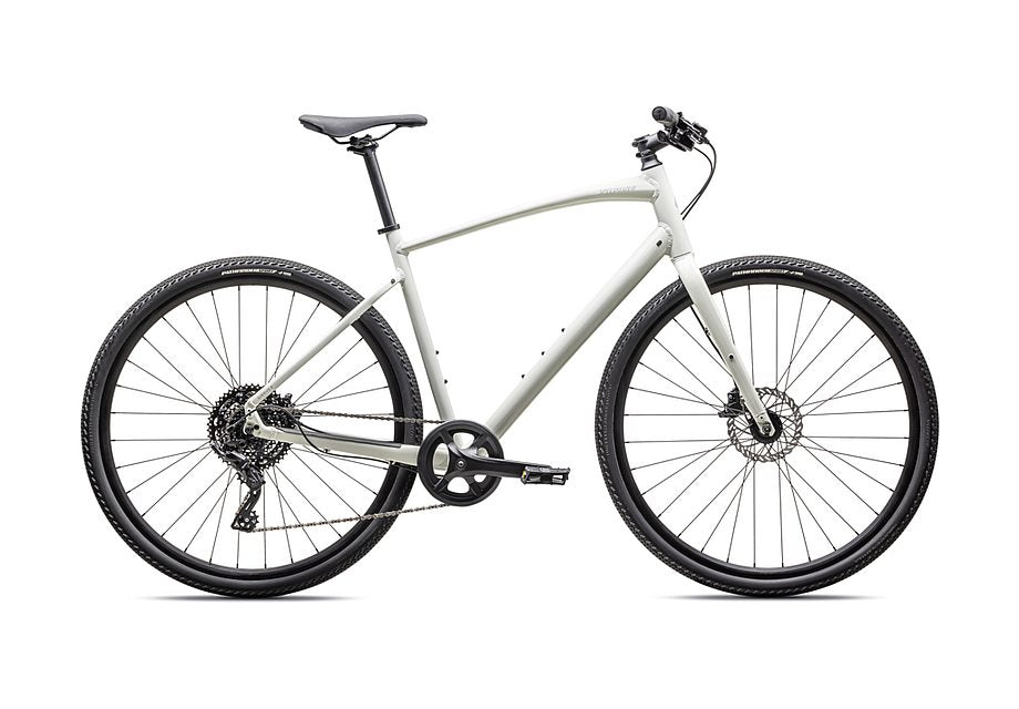 2025 Specialized Sirrus X 2.0 Km Bike Gloss Dune White / Dove Grey Reflective Xs