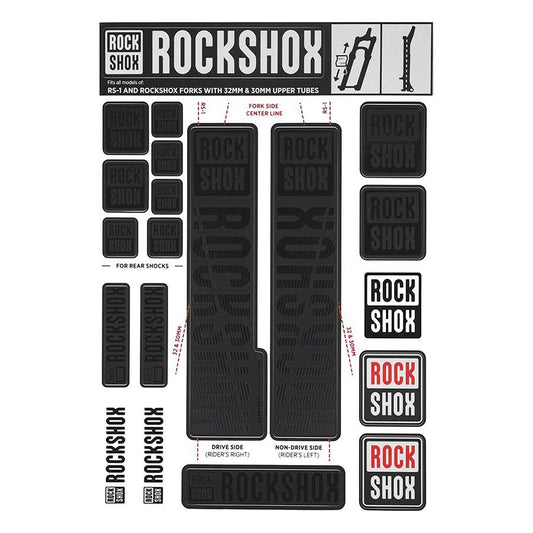 RockShox Fork Decal Kit - 30/32mm/RS1 Stealth Black