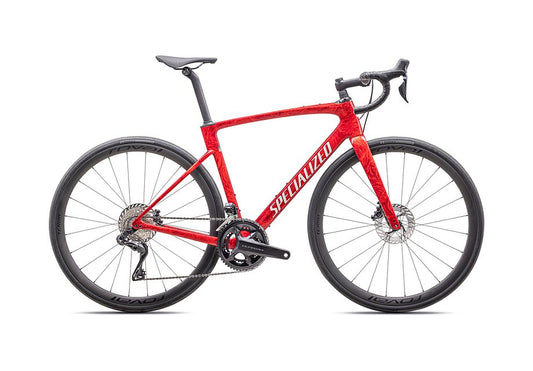2026 Specialized Roubaix Pro Bike Gloss Red Pearl + Fiery Red Strata / Dune White 52