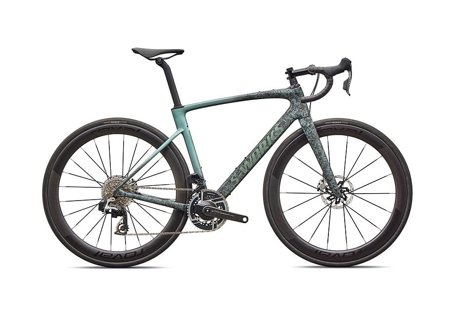 2026 Specialized Roubaix S-Works Axs Bike Satin Carbon/Fjord Metallic Dust Dry Impasto + Fade/Gloss Premium Fjord Metallic 61