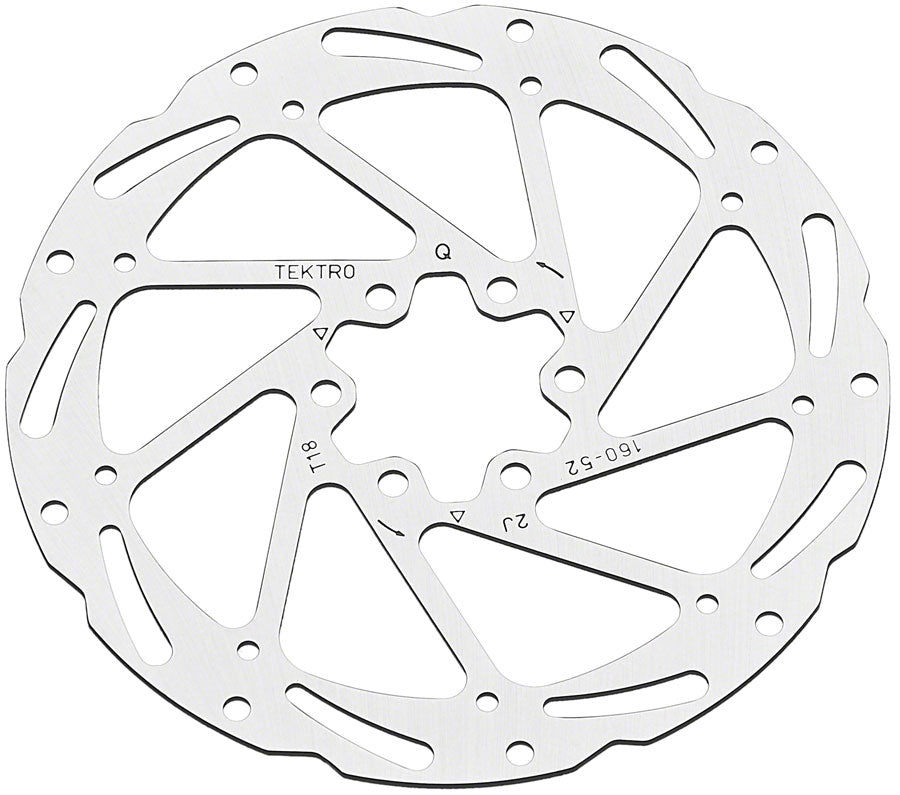 Tektro TR160-52 Disc Rotor - 160mm 6-Bolt 1.8mm Thickness For 2-Piston Calipers