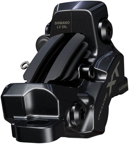 Shimano Deore XT BR-M8220 Enduro Disc Brake Caliper - Front Rear Post Mount 4-Piston Includes P04C-MF Finned Metal Pads