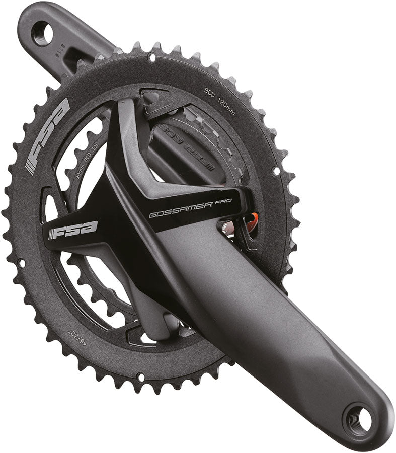 FSA Gossamer Pro Crankset 2x 46/30T Chainrings 170mm Arm Length 120/90BCD 386EVO Spindle – BLK
