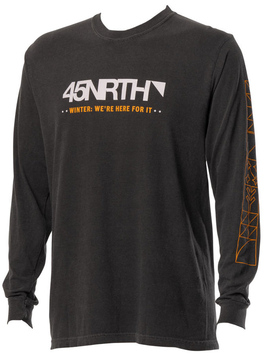 45NRTH Winter We're Here For It Long Sleeve T-Shirt - Unisex Grey Small