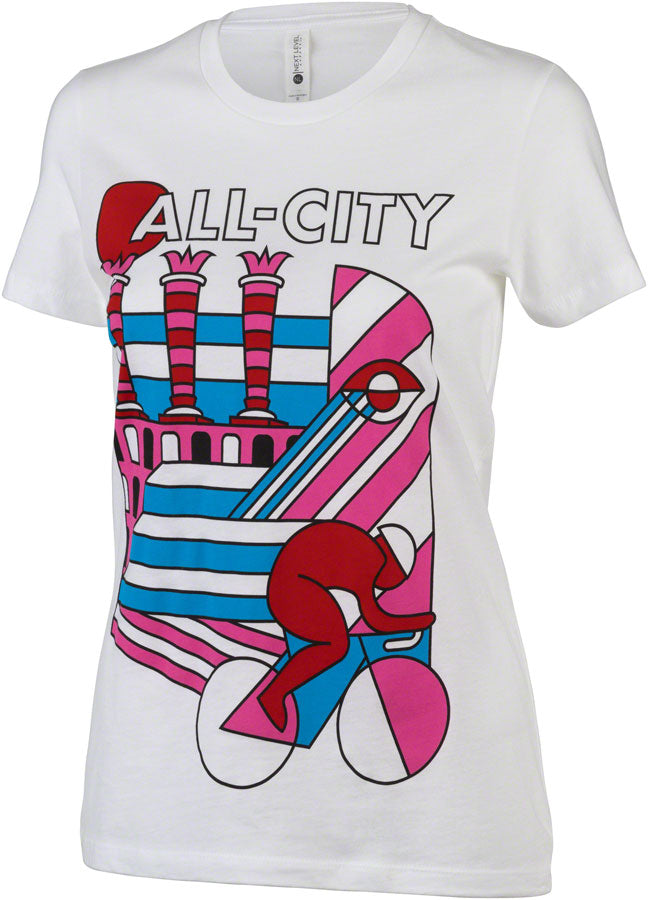 All-City Parthenon Party Women's T-Shirt - White Pink Red Blue Black Medium