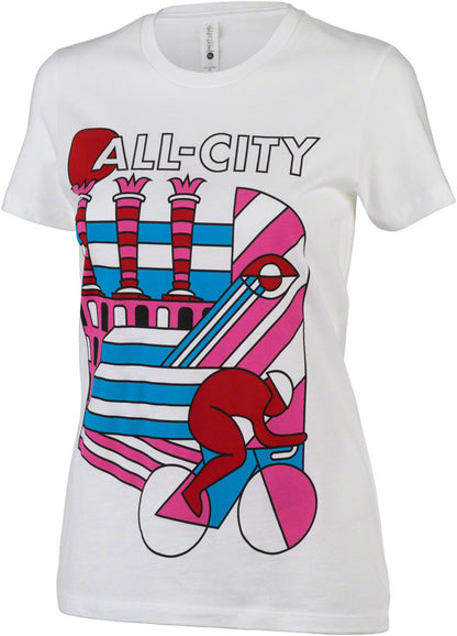 All-City Parthenon Party Women's T-Shirt - White Pink Red Blue Black Medium