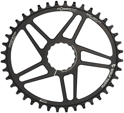Wolf Tooth Elliptical Direct Mount Chainring - 40t RaceFace/EastonCINCH Direct Mount 3mm Offset Drop-Stop B Flattop Compatible BLK