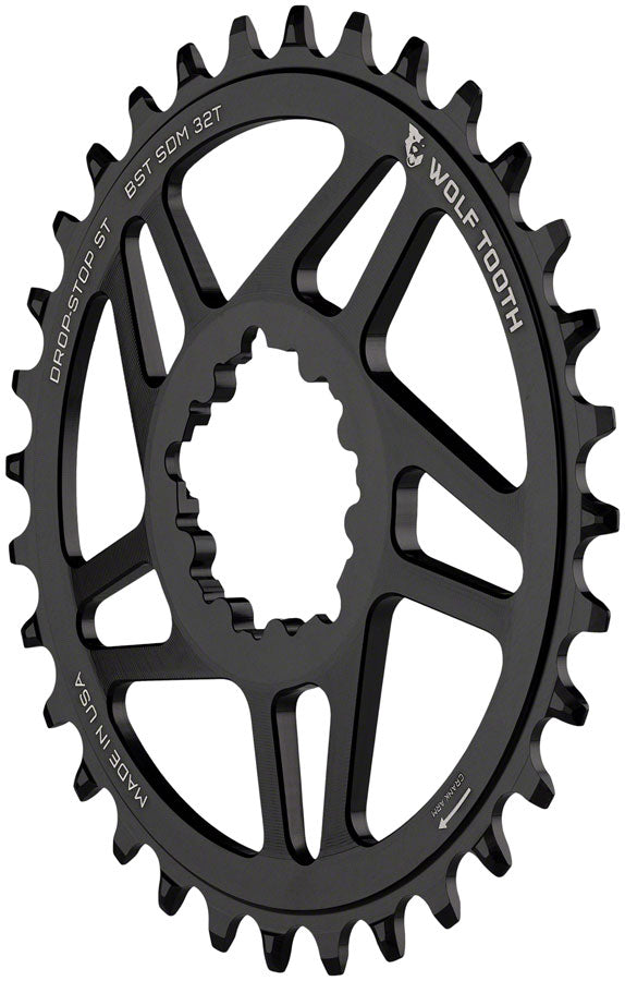 Wolf Tooth Direct Mount Chainring - 34t SRAM 3-Bolt Direct Mount Drop-Stop ST Requires 12-Speed HG+ Chain BLK