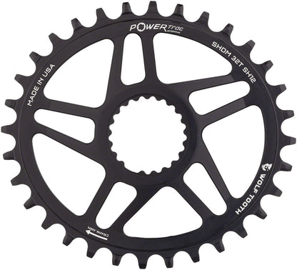 Wolf Tooth Elliptical Direct Mount Chainring - 32t Shimano DM Boost 3mm Offset Drop-Stop ST Requires 12-Speed HG+ Chain BLK