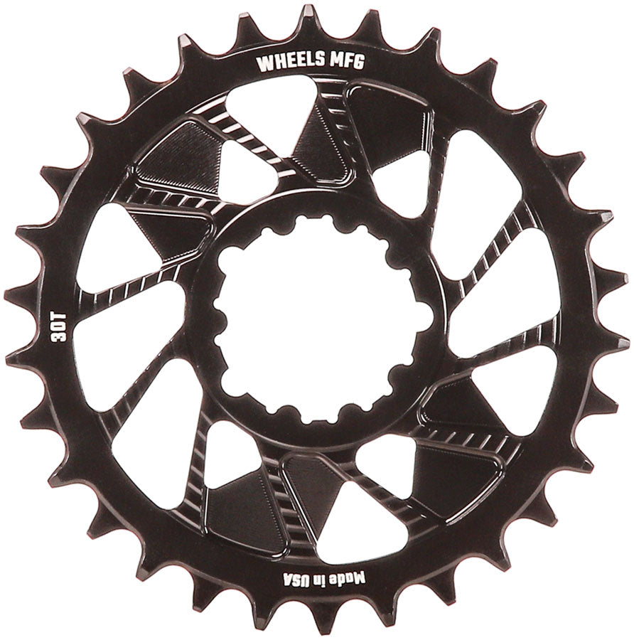 Wheels Manufacturing Direct Mount Chainring - 30t SRAM 3-Bolt Direct Mount 3mm Offset T-Type Chain Compatible BLK
