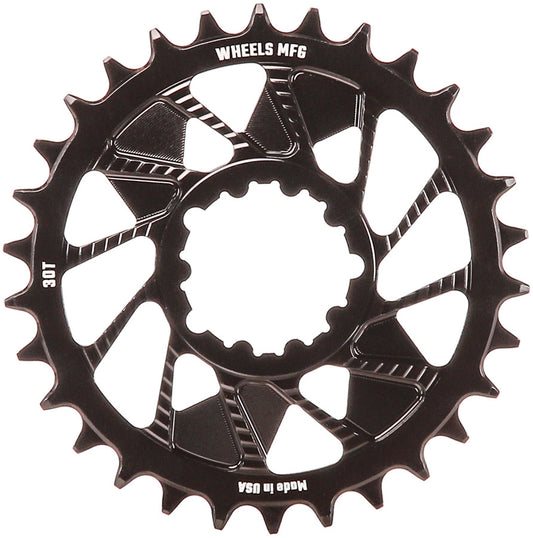 Wheels Manufacturing Direct Mount Chainring - 30t SRAM 3-Bolt Direct Mount 3mm Offset T-Type Chain Compatible BLK