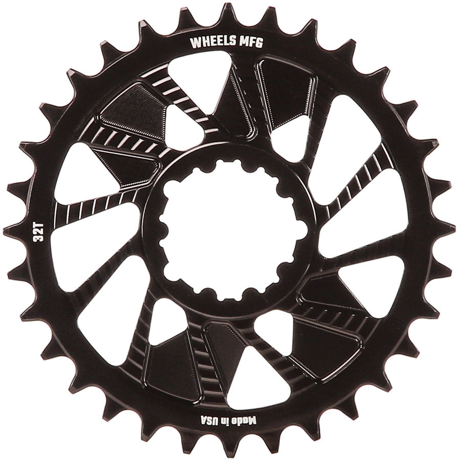 Wheels Manufacturing Direct Mount Chainring - 32t SRAM 3-Bolt Direct Mount 3mm Offset T-Type Chain Compatible BLK
