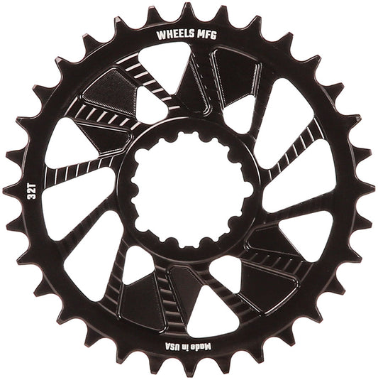 Wheels Manufacturing Direct Mount Chainring - 32t SRAM 3-Bolt Direct Mount 3mm Offset Compatible Hyperglide+ Chain BLK