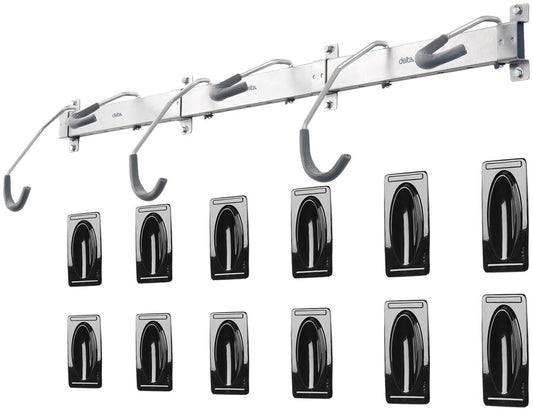 Delta Heavy Duty Track Rack Wall Mount Bike Rack - 6-Bike Silver