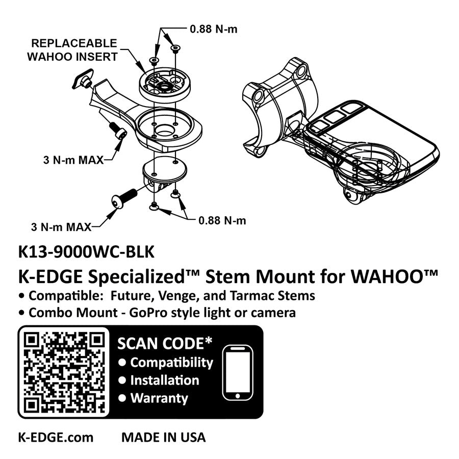 K-EDGE Wahoo Specialized Future Combo Mount - BLK Compatible up to Garmin 1050