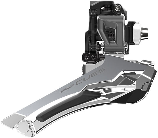 Shimano CUES FD-U6030-F Front Derailleur - 9/10-Speed Double Down-Swing Braze-On 46/50t Max BLK/Silver