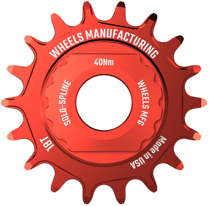 Wheels Manufacturing SOLO-SPLINE Micro Spline Single Speed Conversion Kit - 18t For Shimano Micro Spline Hub Bodies Red