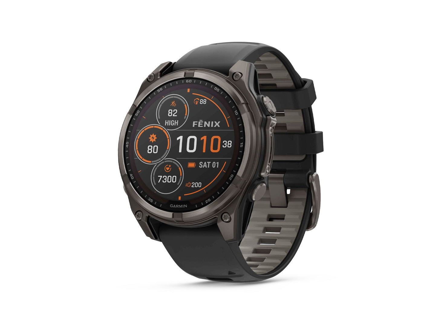 Garmin fenix 8 Smartwatch - 47mm Solar Sapphire Carbon Gray DLC Titanium BLK/Pebble Gray Silicone