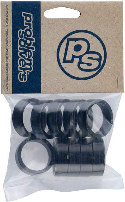 Problem Solvers Headset Stack Spacer - 25.4 10mm Aluminum Black Bag of 10