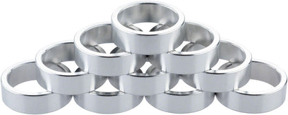 Problem Solvers Headset Stack Spacer - 25.4 10mm Aluminum Silver Bag of 10