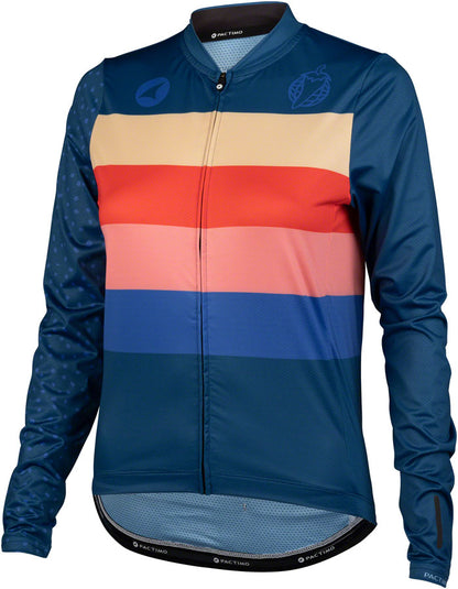 Salsa Team Polytone Women's Long Sleeve Jersey - Dark Blue w/ Stripes X-Large