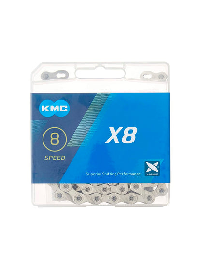 KMC X8 Chain - 8-Speed 116 Links Silver