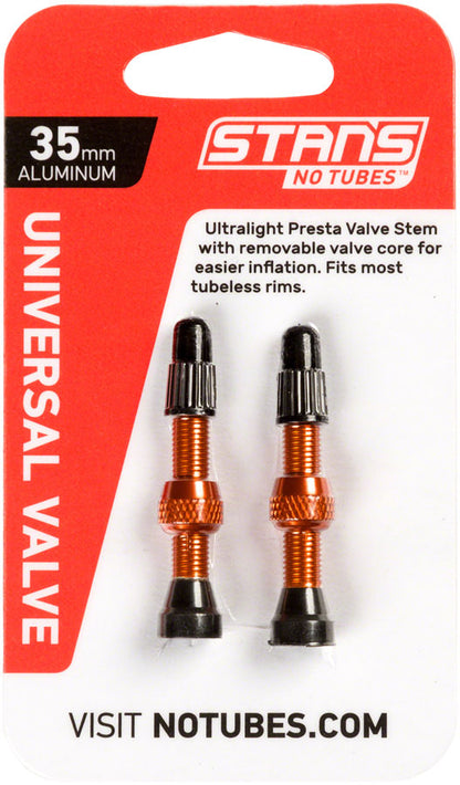 Stan's Alloy Valve Stems - 35mm Pair Orange